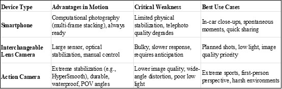 alt="Comparison table of smartphone, ILC, and action camera"