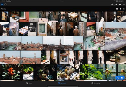 alt="Lightroom CC iPad view of travel photos"