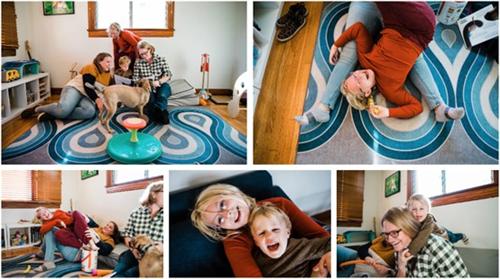alt="Kids playing on backyard trampoline"
